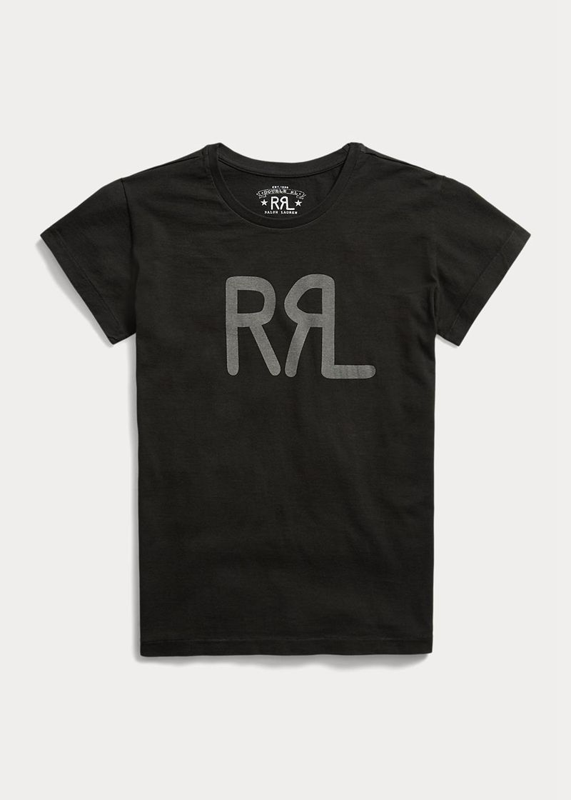 RRL T シャツ レディース 黒 ロゴ コットン ジャージー WCEZN1625